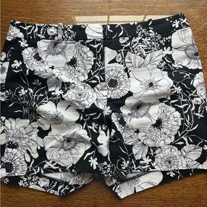Talbots Black and White Floral Shorts